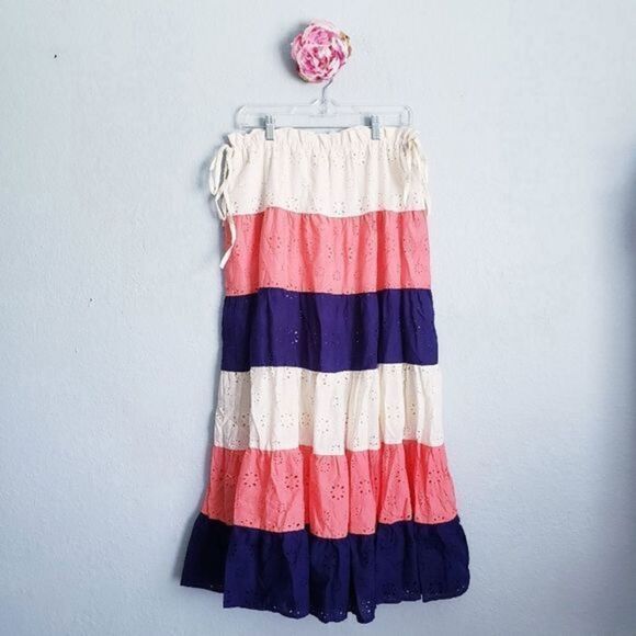 ‎Anthropologie Hutch Colorblock Eyelet Maxi Skirt - Picture 1 of 8